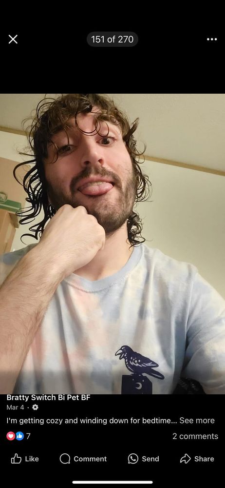 A silly selfie from Bratty Switch Bi Pet Bf who’s sticking out his tongue and talking about bedtime