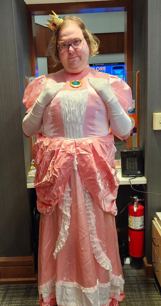 Me in a princess peach dress and crown