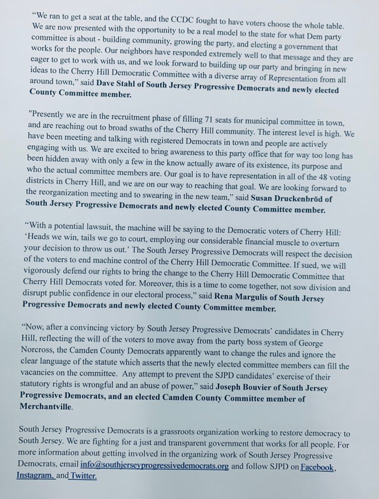 I’m not editing again. It’s quotes from SJPD members calling on the Camden Dem Committee to honor the election.