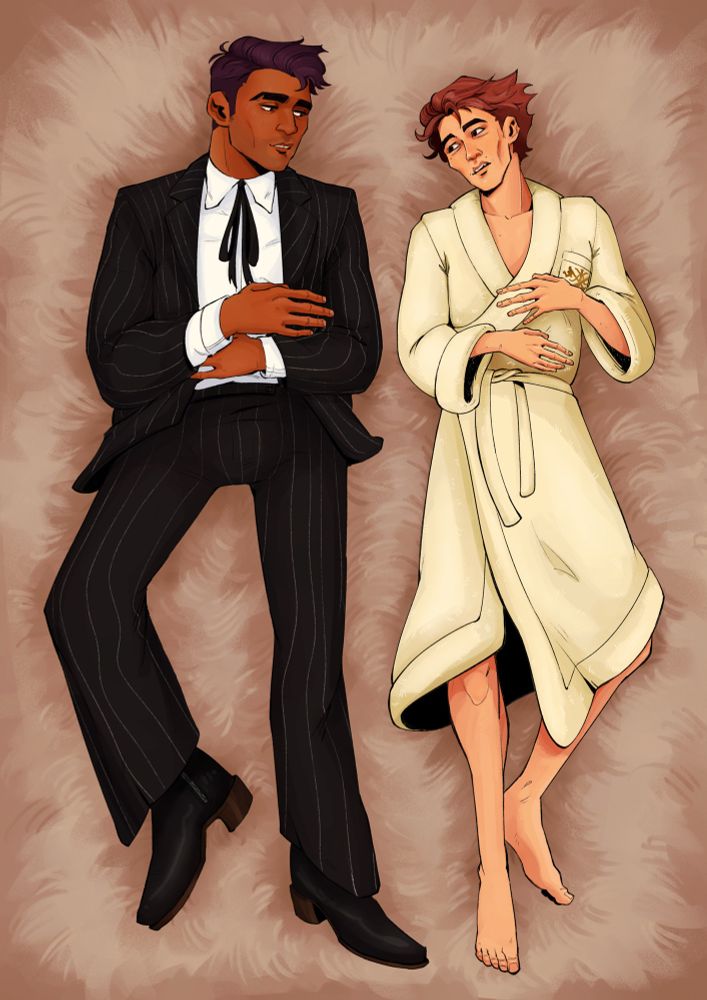 Jayce and Viktor laying on the floor of the Kiramman estate after the interviews