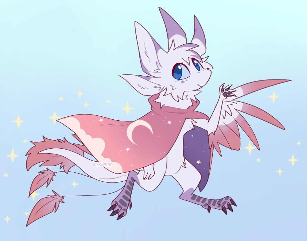 Artfight illustration of an avali in a poncho.