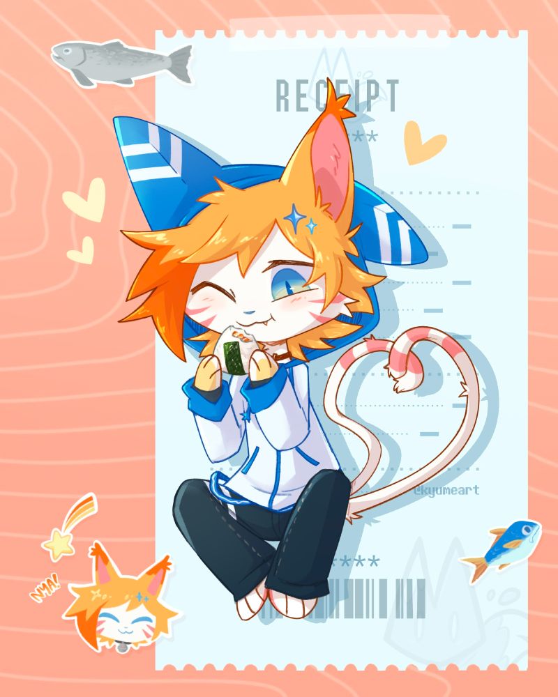 Art fight illustration of a cat OC in chibi style.
