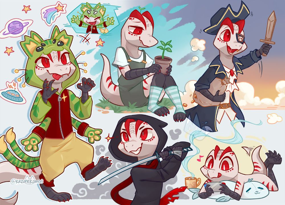 Doodlepage commission example. Dino OC.