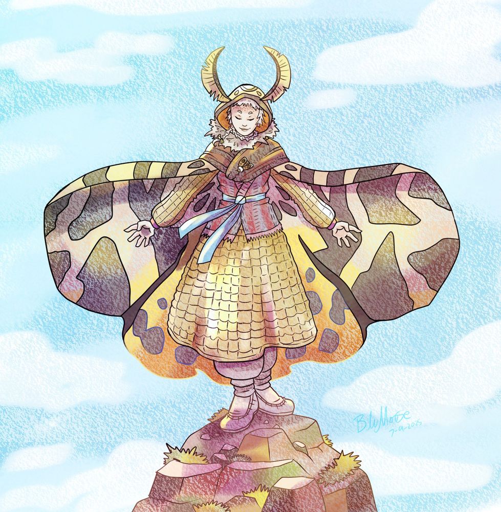 Anju with a moth cape and hoodie!