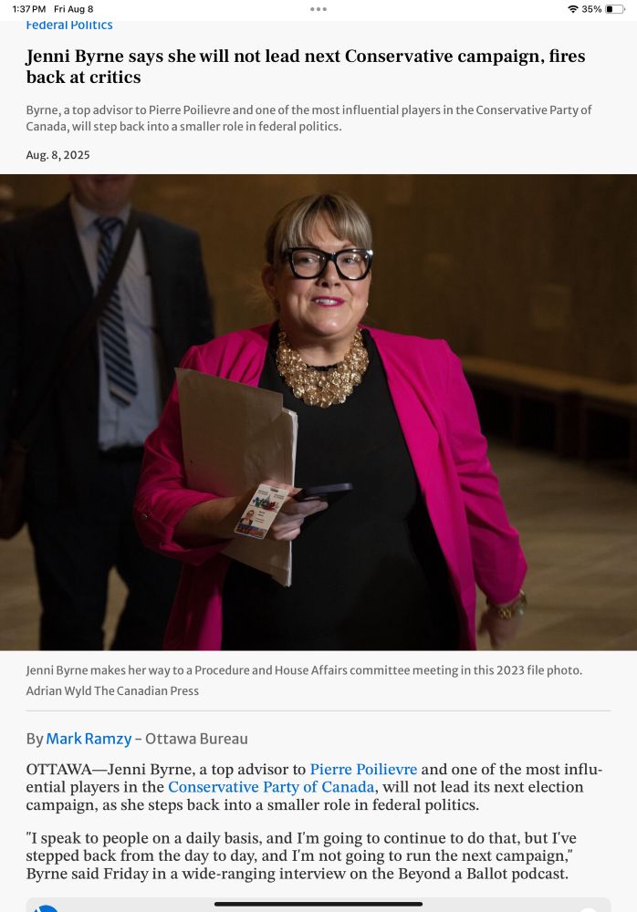 Jenni Byrne says she will not lead next Conservative campaign, fires back at critics