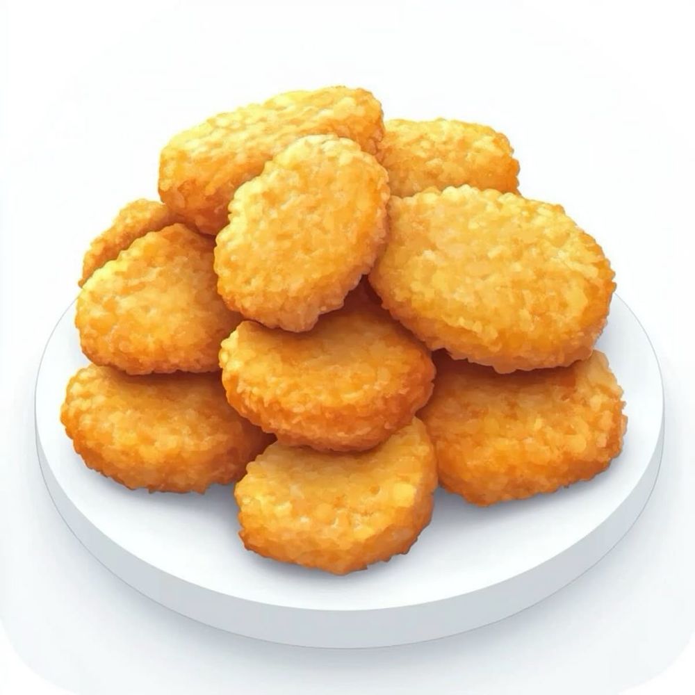 A plate of chicken nuggets with crispy, golden breading.