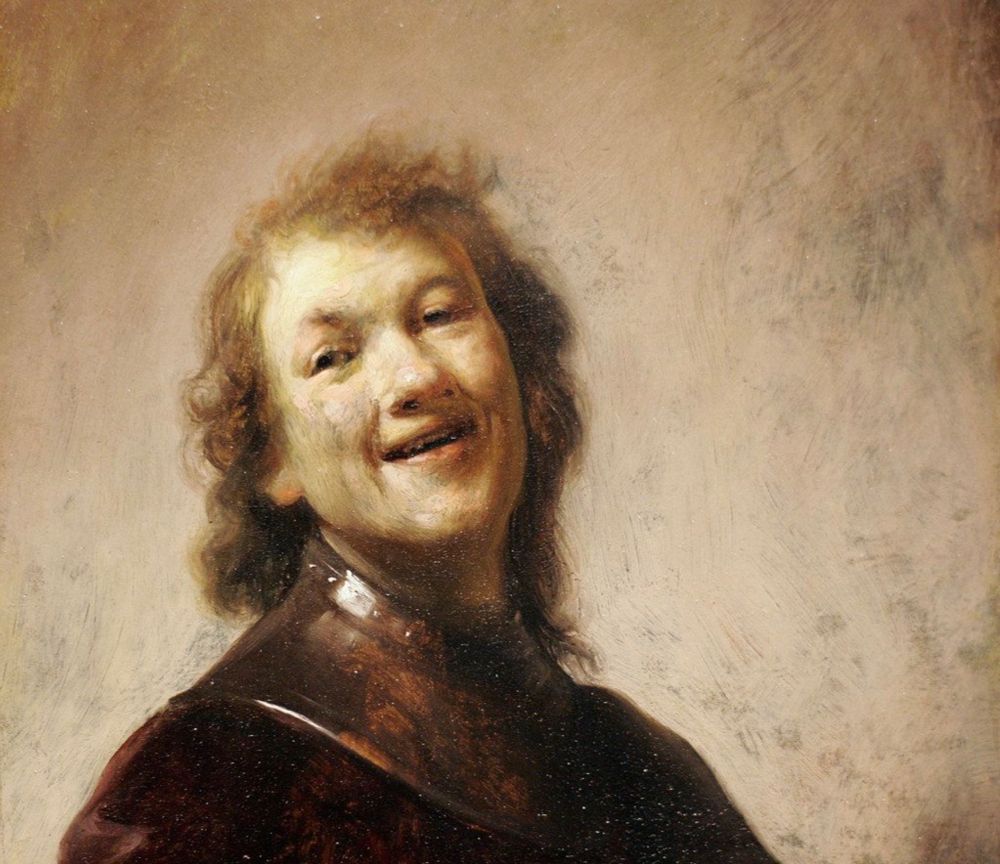 Rembrandt Harmensz van Rijn (Dutch, 1606–1669) Rembrandt Laughing. Oil on copper, about 1628. 22.2 × 17.1 cm (8 3/4 × 6 3/4 in.). J. Paul; Getty Museum, Museum East Pavilion, Gallery E205.