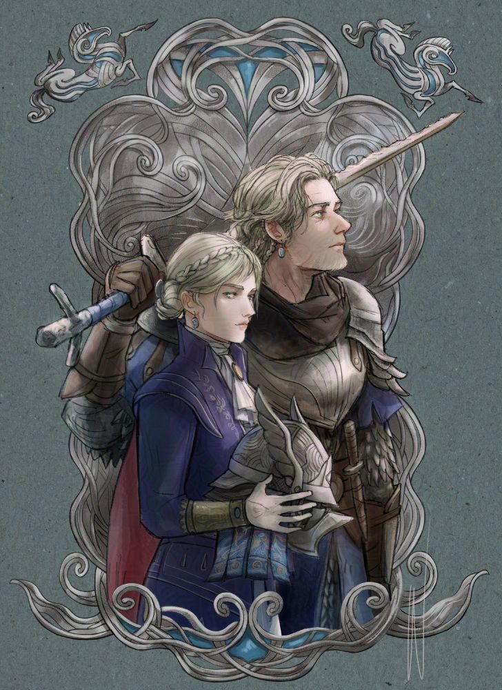 Duchess holding Wylder's helmet while they pose together