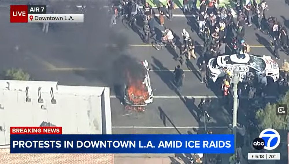 Aliens disguised as cabs on fire in LA.