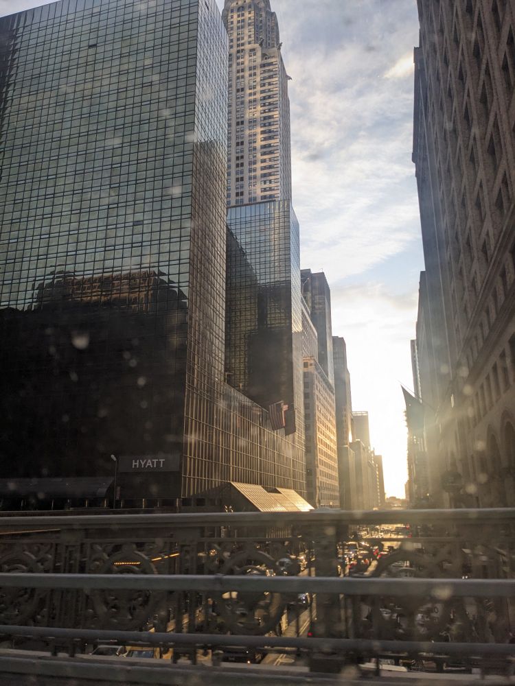 Early morning view of East 42nd Street, facing east.
