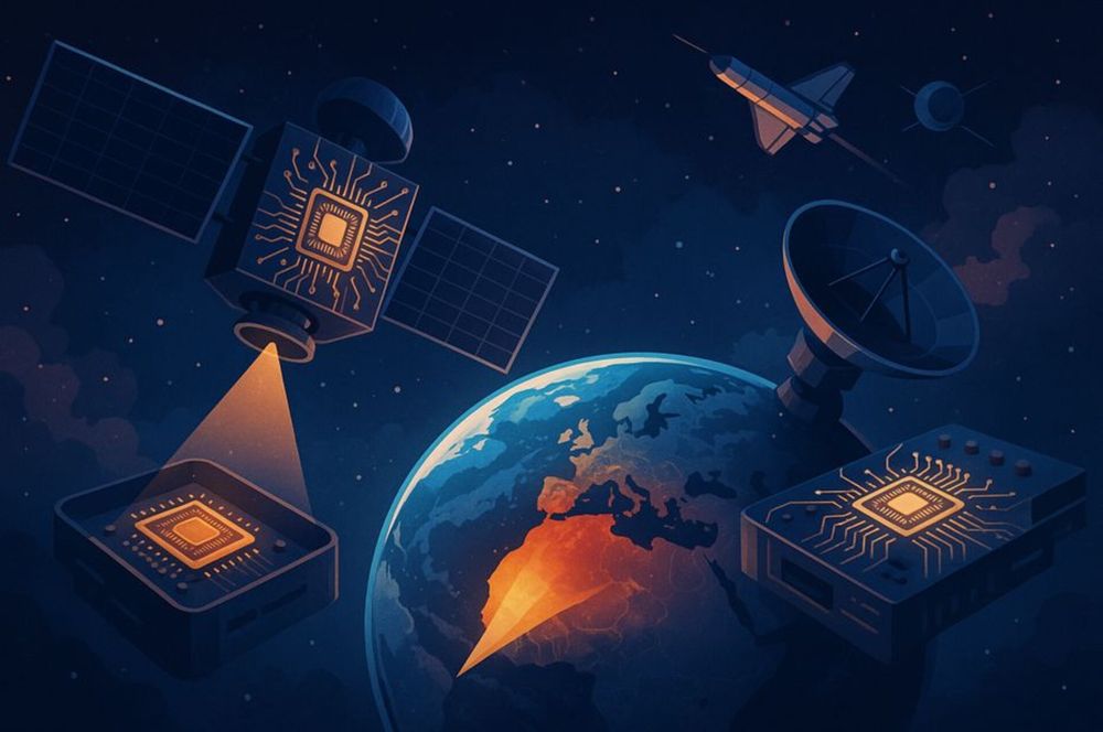 AI-generated image depicting satellites orbiting Earth