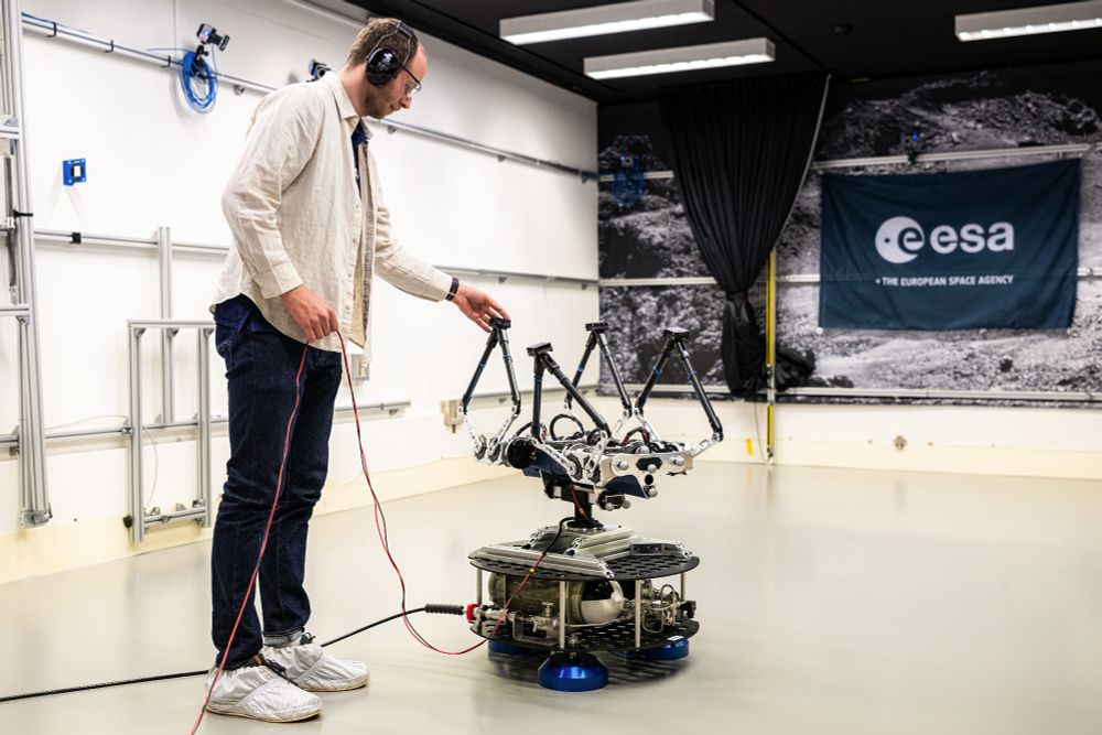 Jorgen testing his four-legged robot Olympus at ESA's ORBIT facility