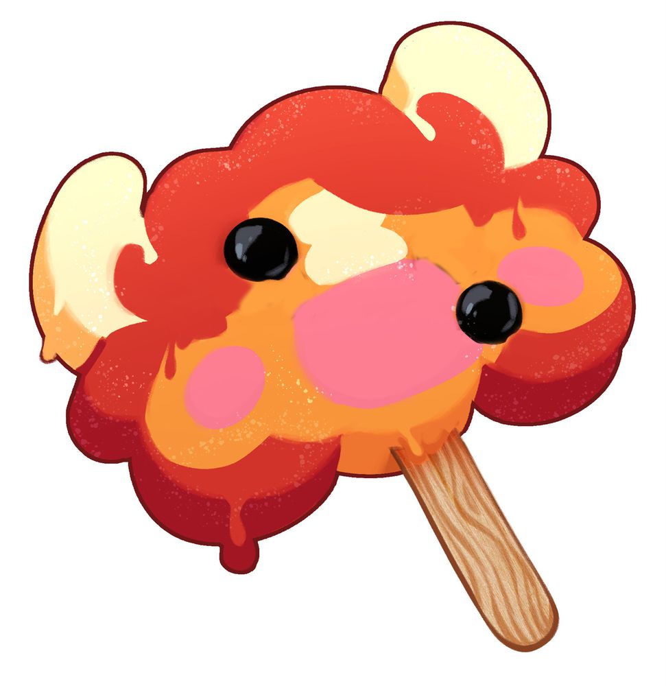 same shaped ice cream as above but with the gumball eyes all in fucked up places, as history dictates