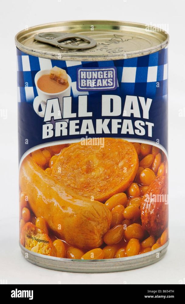 A tin of 'All Day Breakfast'. It looks revolting 
