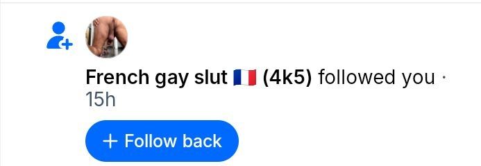 'French gay slut' has followed me 