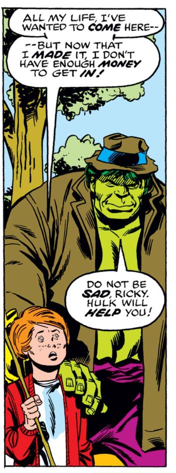 The Hulk wearing a trench coat. 

Incredible Hulk #195
Wein/Staton/Buscema

On sale date: October 21, 1975