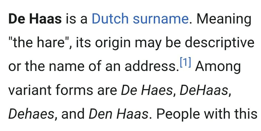 Wikipedia entry regarding the origin of the surname 