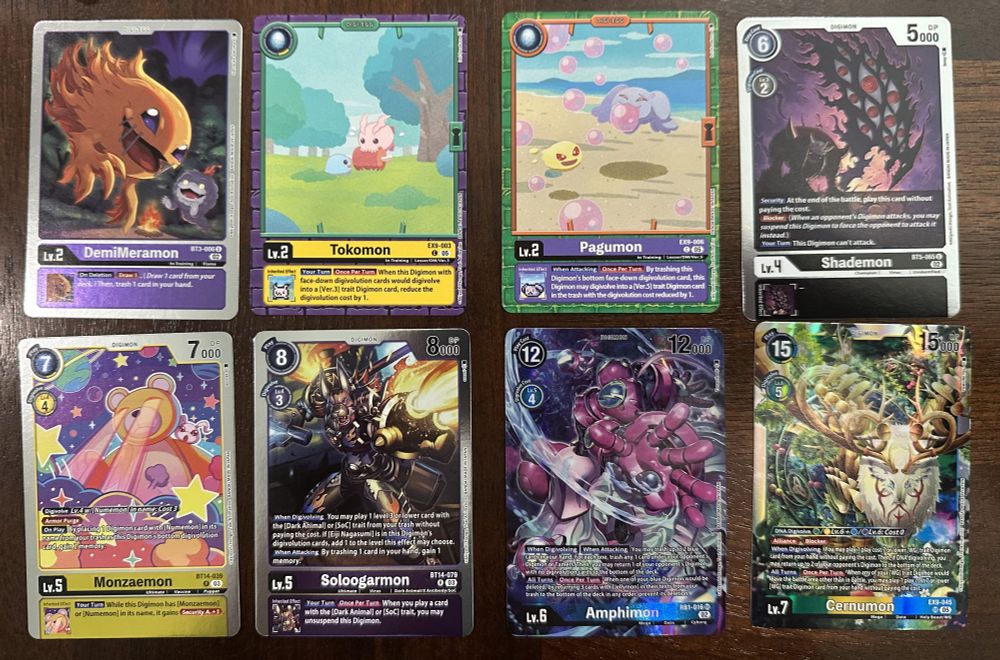 Photo of various Digimon Cards 