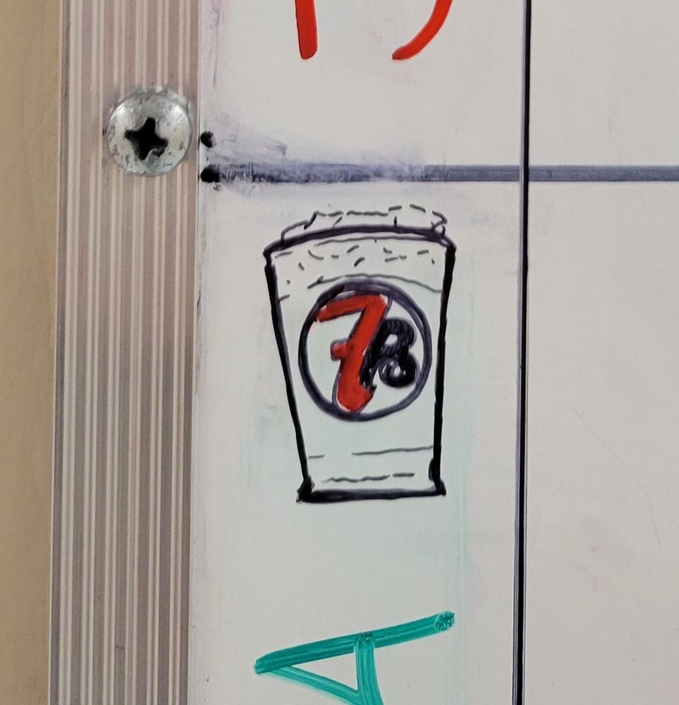Sketch of a 7-Brew brand large iced coffee