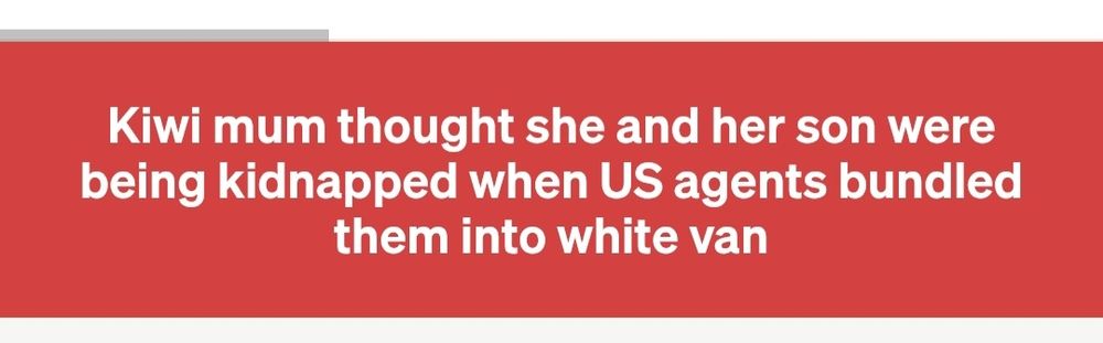 Kiwi mum thought she and her son were being kidnapped when US agents bundled them into a white van.