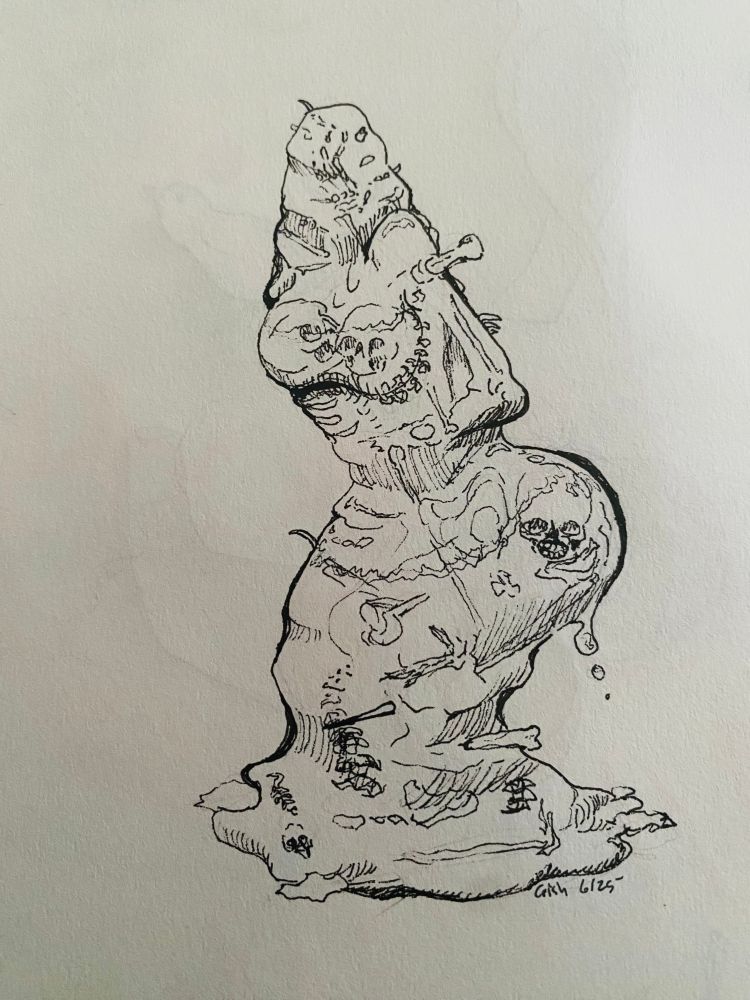 A pen drawing of a Gel from Bloodborne doing her best to seduce you.