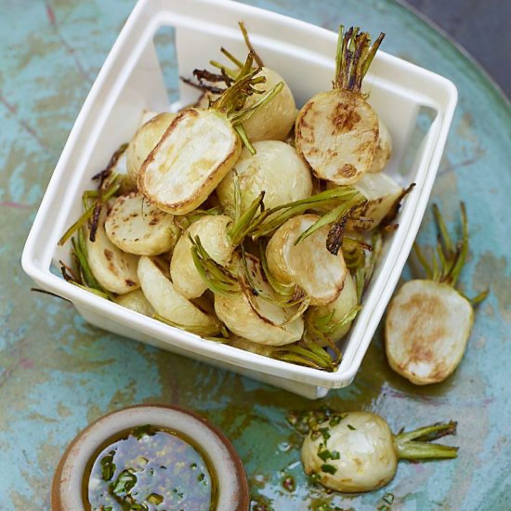 Roasted Baby Turnips with Parsley-Mustard Vinaigrette Recipe