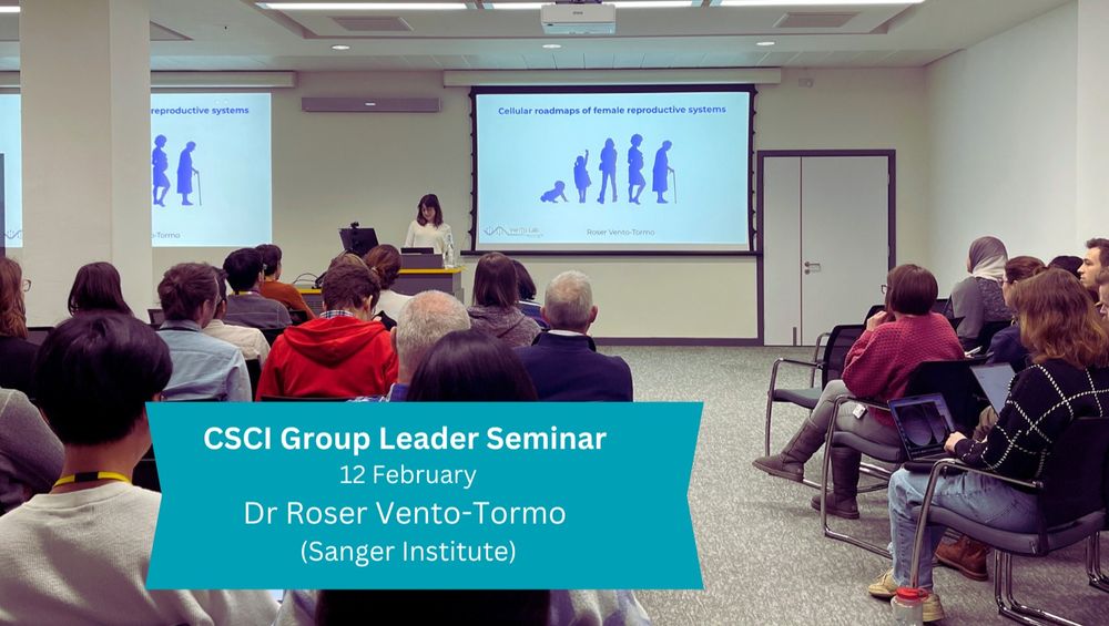 Image of the lecture theatre with Dr Roser Vento-Tormo and audience