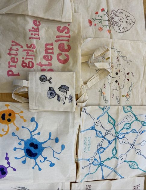 Some hand-decorated tote bags 