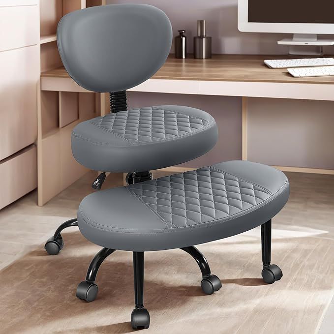 Office chair in which you can sit cross-legged and the footstool part rotates all the way around.