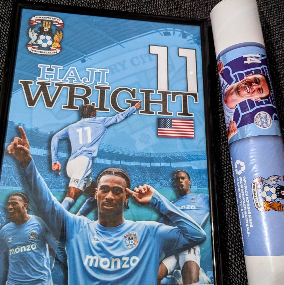 A homemade Haji Wright poster for my lad's Christmas present