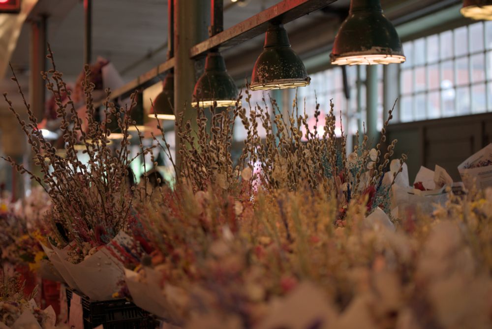Flower arrangements from a stall in Pikes
