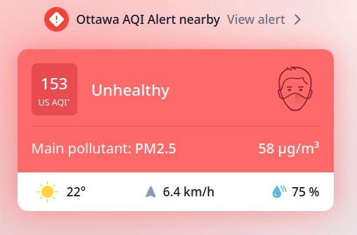 Ottawa Air Quality = 153