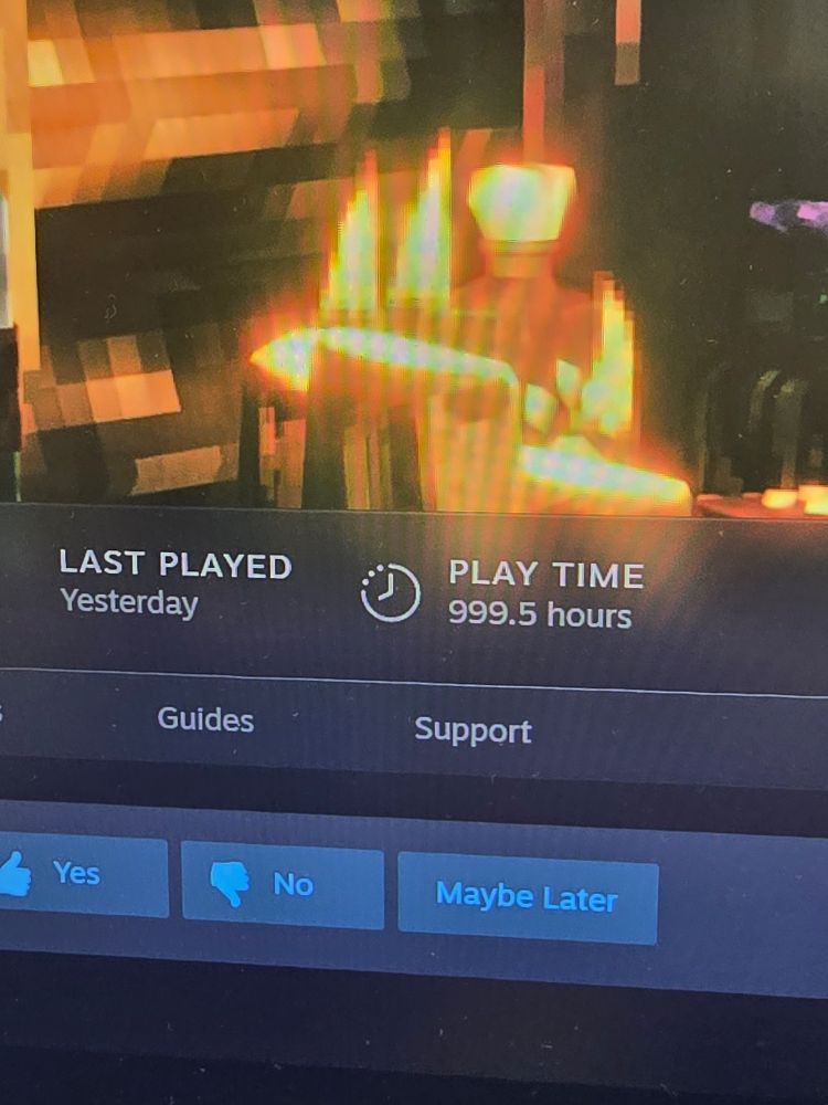 My play time for Valheim is shown to be 999.5 hours currently on Steam.