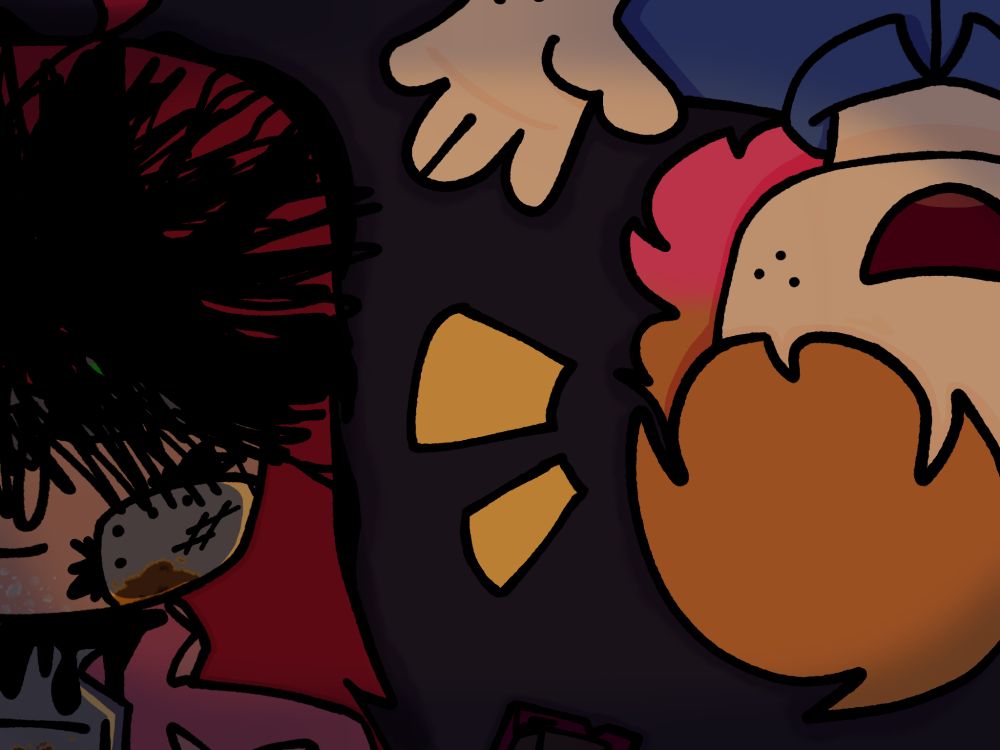 Red hair guy is my friend's OC and that's a lore art for a minecraft SMP i use Shotgun for (he became basically new char with similar appearance and personality)