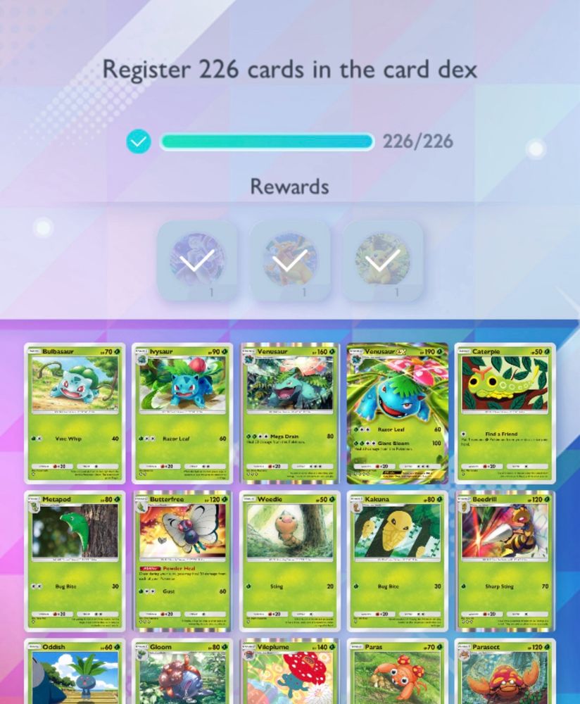 Completed 226/226 collection for Pokémon TCG Pocket 