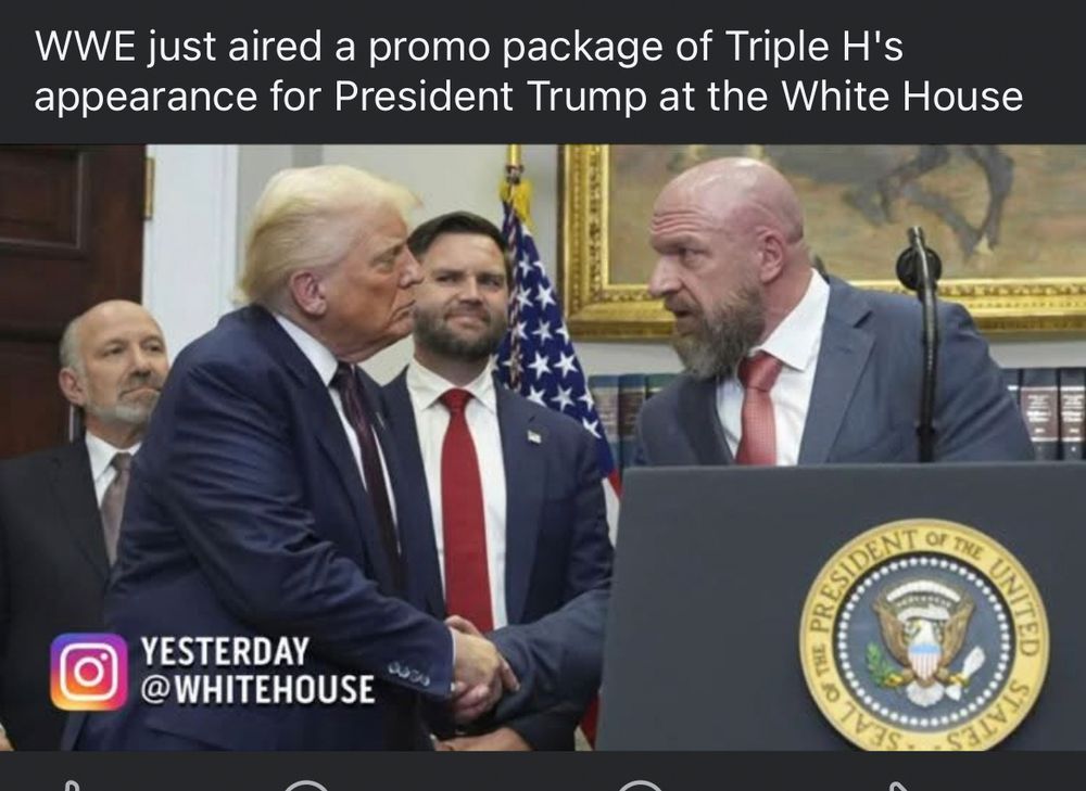 Triple H shaking hands with Donald Trump