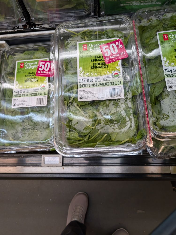 USA spinach for half price in a Toronto
No Frill's. It will be thrown out. 