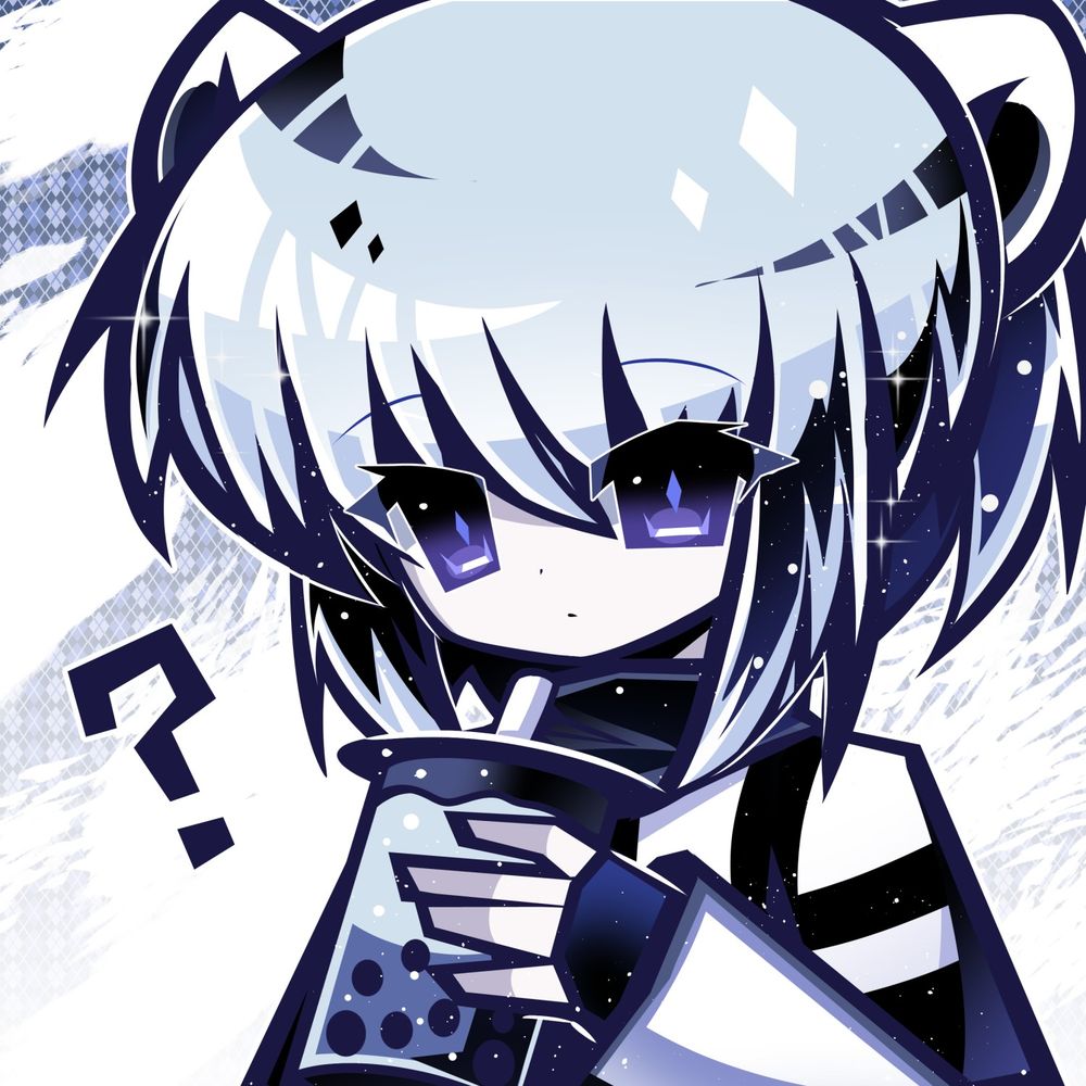 Illustration of my character, Slush holding a boba tea