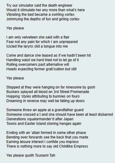 Yes, this is the entire lyrics to Weird Bed &/or Yes Please by Joe Hawley.