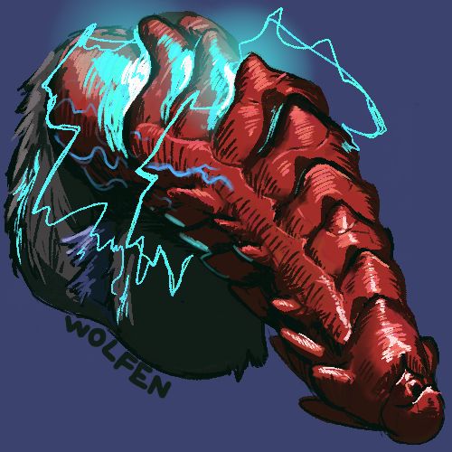 A ridged anthro wolf/dragon penis