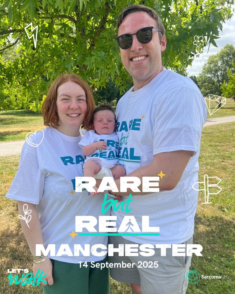 Image shows a mum, dad and baby. Text reads 'Rare but Real Manchester. 14 September'.