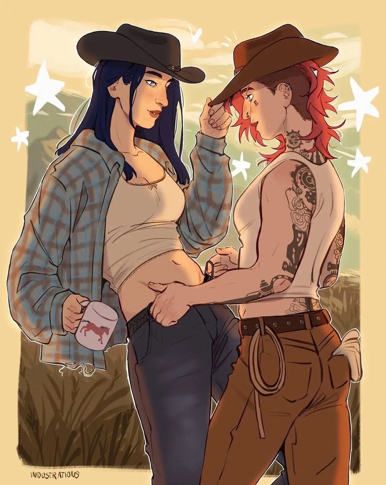 Fan art of Caitlyn & Vi from arcane as cowgirls 