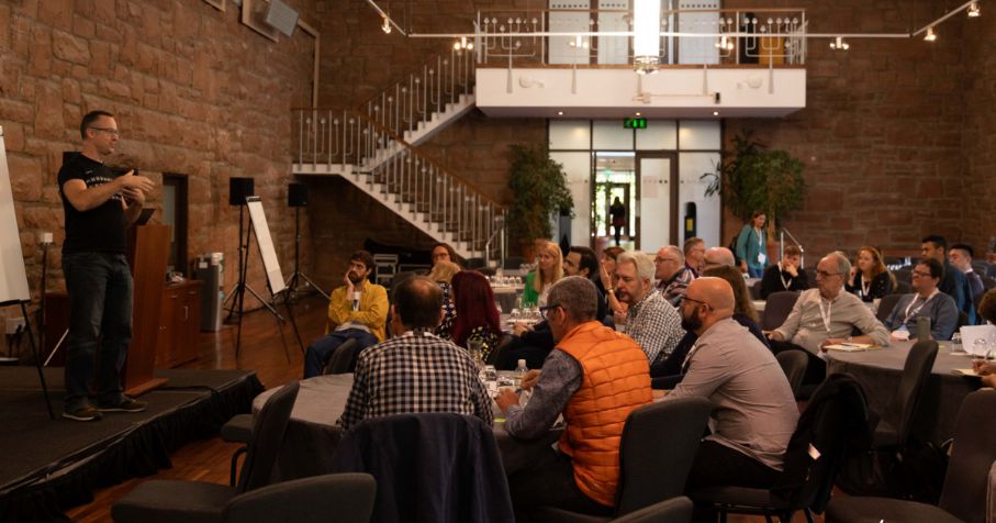 Participants watching a talk at Lean Agile Scotland