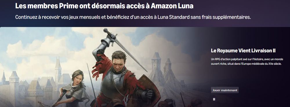 Sur la page d'Amazon Luna on peut lire "Le Royaume Vient Livraison II" au lieu de "Kingdom Come Deliverance II"