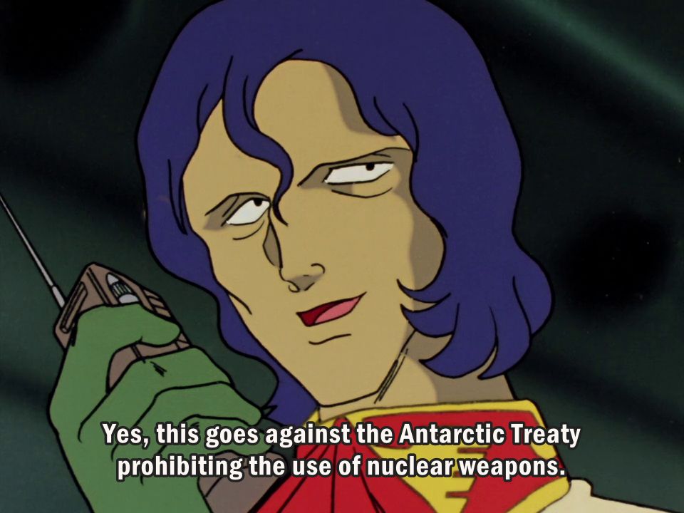 m'quve tells the federation "yes, this goes against the antarctic treaty prohibiting the use of nuclear weapons." 
