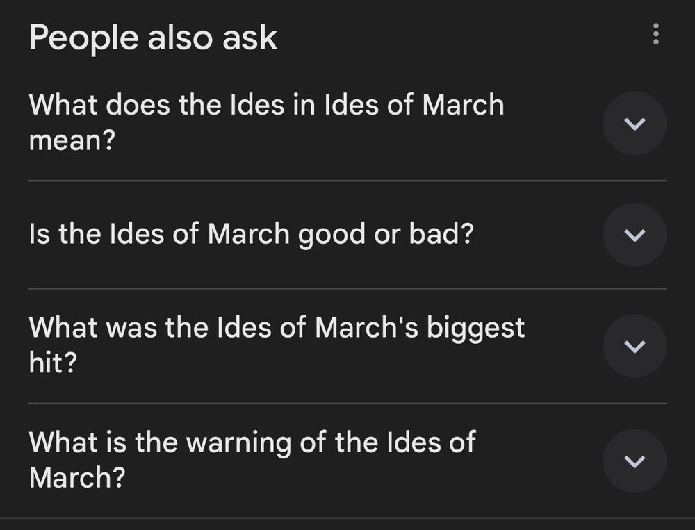 google auto-suggested questions related to Ides of March