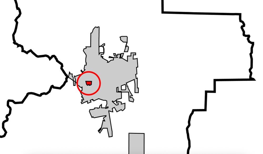Screenshot of Remerton (in red) and Valdosta (in gray). Valdosta surrounds Remerton.