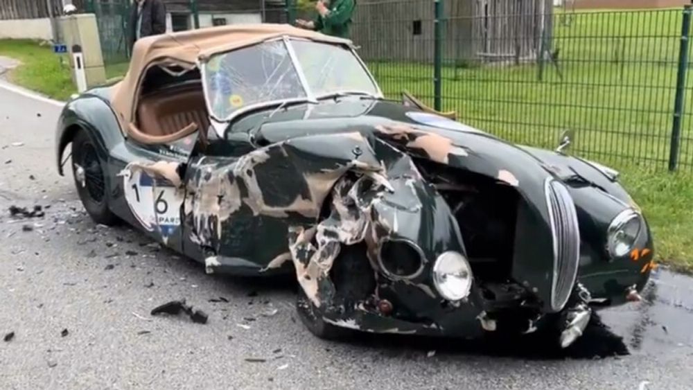 Distracted Driver Obliterates 1948 Jaguar XK120 During Mille Miglia Warm-Up — The Drive