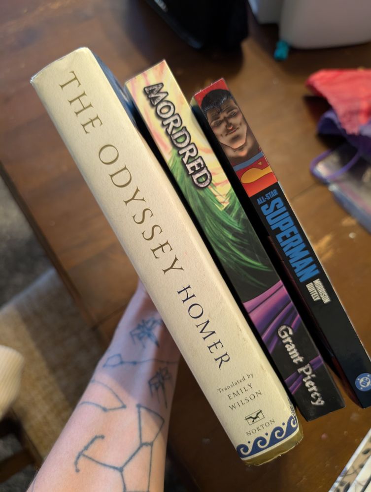 The Odyssey (translated by Emily Wilson). Mordred by Grant Piercy. All-star Superman comic book 