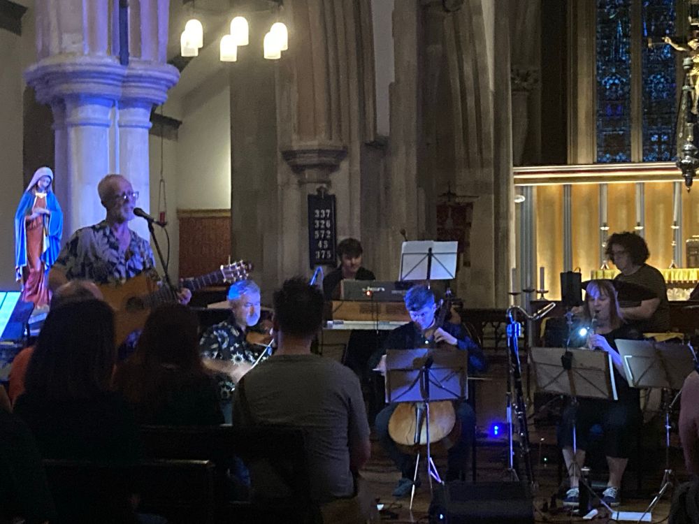 North Sea Radio Orchestra performing in a church in Dalston